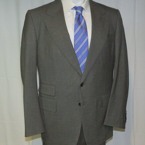 Tom Ford Gray Hopsack Current Silk Blend Peak Lapel Two Button Suit 44R - Picture 6 of 16
